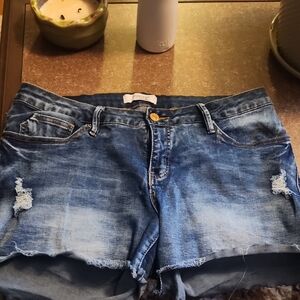 Royalty For Me Blue Distressed Jean Shorts